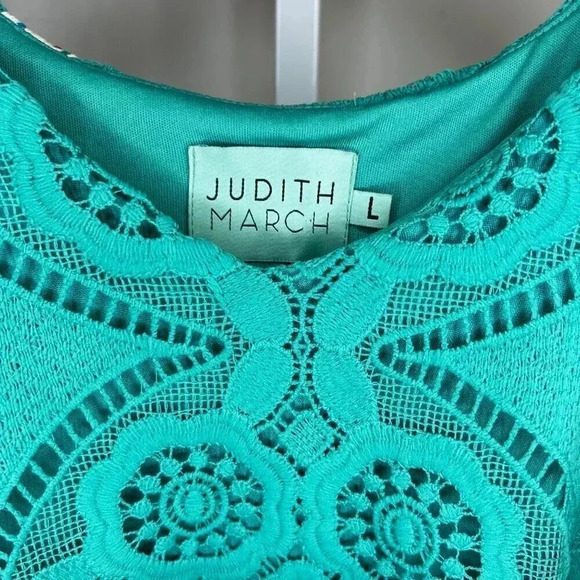 Judith March Size Large Tassel Dress Knee Length Lace Teal Sleeveless Party Boho - Picture 3 of 12